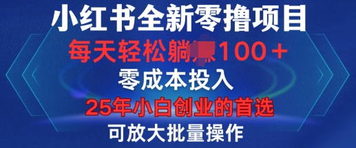 小红书全新纯零撸项目，只要有号就能玩，可放大批量操作，轻松日入100+【揭秘】-搞钱专业户