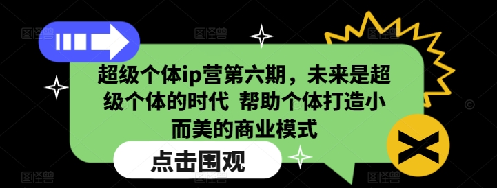 超级个体ip营第六期，未来是超级个体的时代  帮助个体打造小而美的商业模式-搞钱专业户
