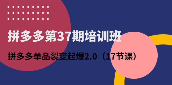 （10835期）拼多多第37期培训班：拼多多单品裂变起爆2.0（17节课）-搞钱专业户