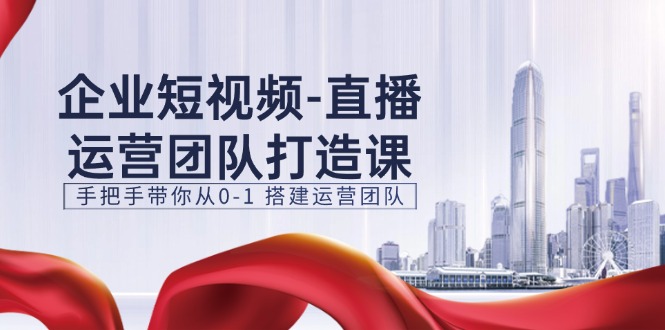 企业短视频直播运营团队打造课，手把手带你从0-1搭建运营团队（15节）-搞钱专业户