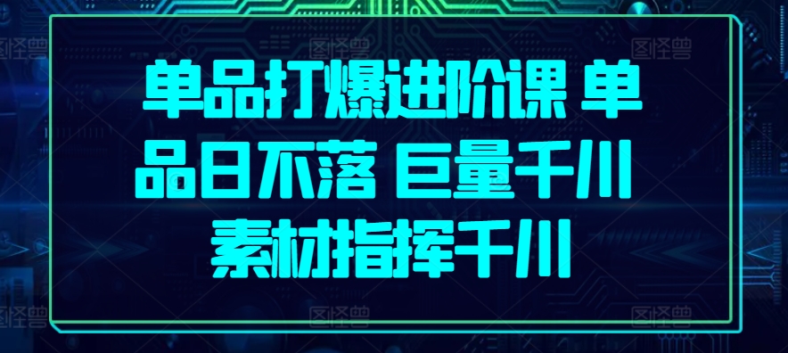 单品打爆进阶课 单品日不落 巨量千川 素材指挥千川-搞钱专业户