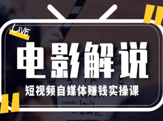 电影解说短视频自媒体赚钱实操课，教你做电影解说短视频，月赚1万-搞钱专业户