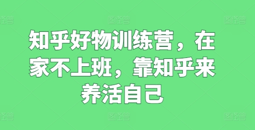 知乎好物训练营，在家不上班，靠知乎来养活自己-搞钱专业户