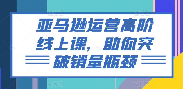 亚马逊运营高阶线上课，助你突破销量瓶颈-搞钱专业户