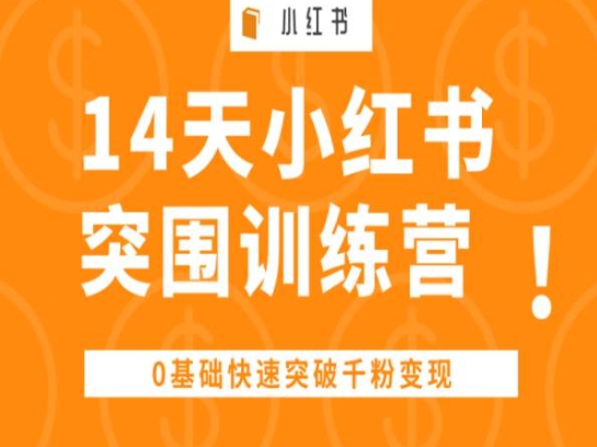 14天小红书突围训练营 ，0基础快速突破千粉变现-搞钱专业户