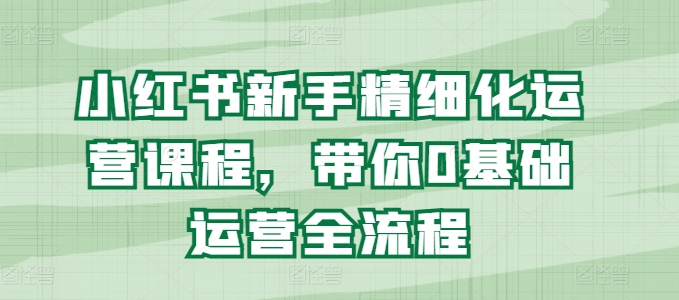 小红书新手精细化运营课程，带你0基础运营全流程-搞钱专业户