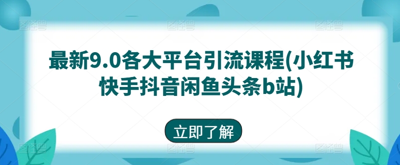 最新9.0各大平台引流课程(小红书快手抖音闲鱼头条b站)-搞钱专业户