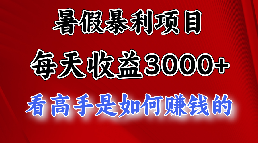 （11422期）暑假暴利项目，每天收益3000+ 努努力能达到5000+，暑假大流量来了-搞钱专业户