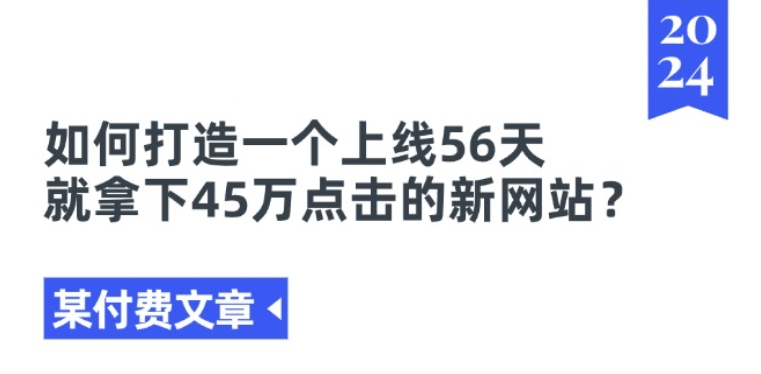 某付费文章《如何打造一个上线56天就拿下45万点击的新网站?》-搞钱专业户