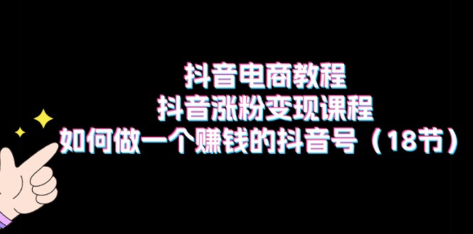 （11436期）抖音电商教程：抖音涨粉变现课程：如何做一个赚钱的抖音号（18节）-搞钱专业户