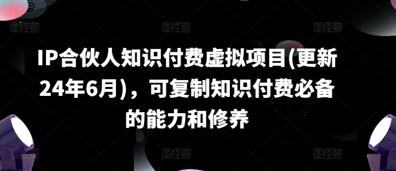 IP合伙人知识付费虚拟项目(更新24年6月)，可复制知识付费必备的能力和修养-搞钱专业户
