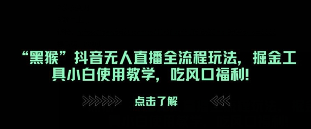 “黑猴”抖音无人直播全流程玩法，掘金工具小白使用教学，吃风口福利!-搞钱专业户