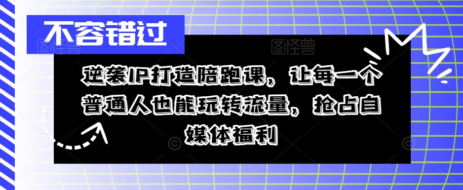 逆袭IP打造陪跑课，让每一个普通人也能玩转流量，抢占自媒体福利-搞钱专业户