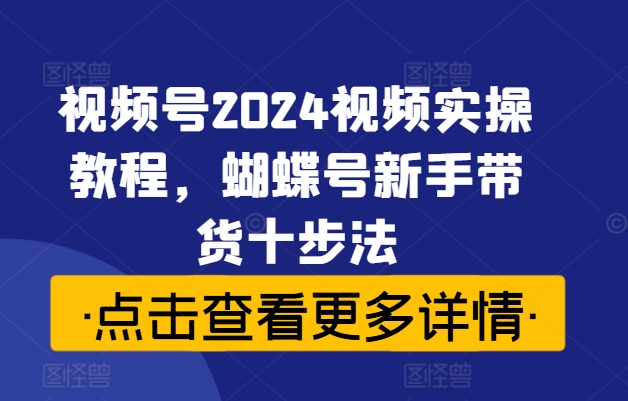视频号2024视频实操教程，蝴蝶号新手带货十步法-搞钱专业户