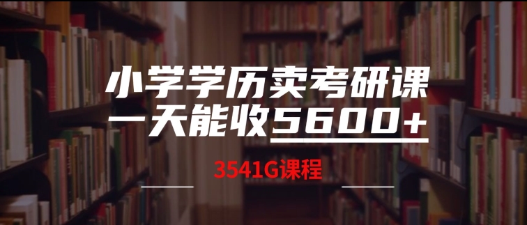 小学学历卖考研课程，一天收5600(附3541G考研合集)-搞钱专业户