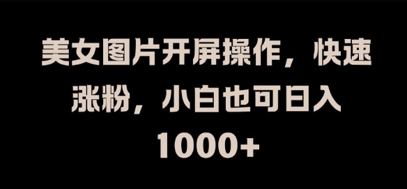 美女图片开屏操作，快速涨粉，小白也可日入1k【揭秘】-搞钱专业户