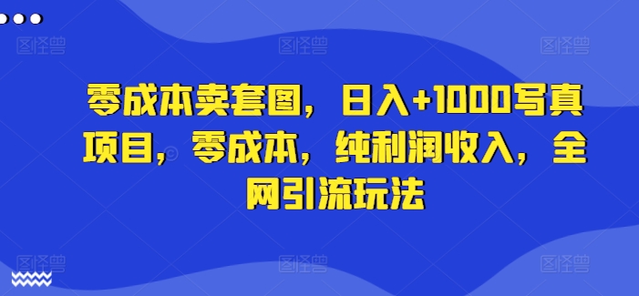 零成本卖套图，日入+1000写真项目，零成本，纯利润收入，全网引流玩法-搞钱专业户