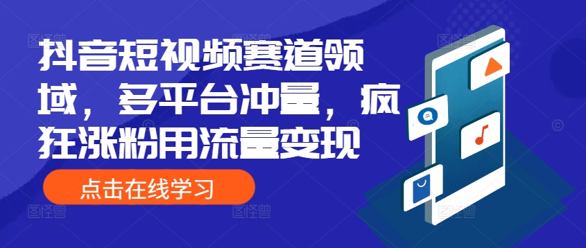 抖音短视频赛道领域，多平台冲量，疯狂涨粉用流量变现-搞钱专业户