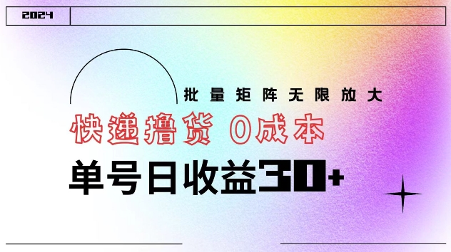 快递撸货 0成本 单号日收益30+ 批量矩阵可无限放大-搞钱专业户