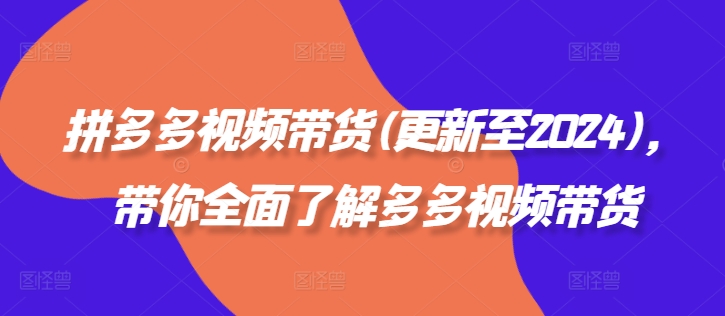 拼多多视频带货(更新至2024)，带你全面了解多多视频带货-搞钱专业户