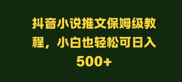 抖音小说推文保姆级教程，小白也轻松可日入500+-搞钱专业户