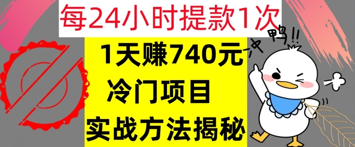 1天赚740元，24小时提款1次，冷门项目，实战方法公开【干货】-搞钱专业户