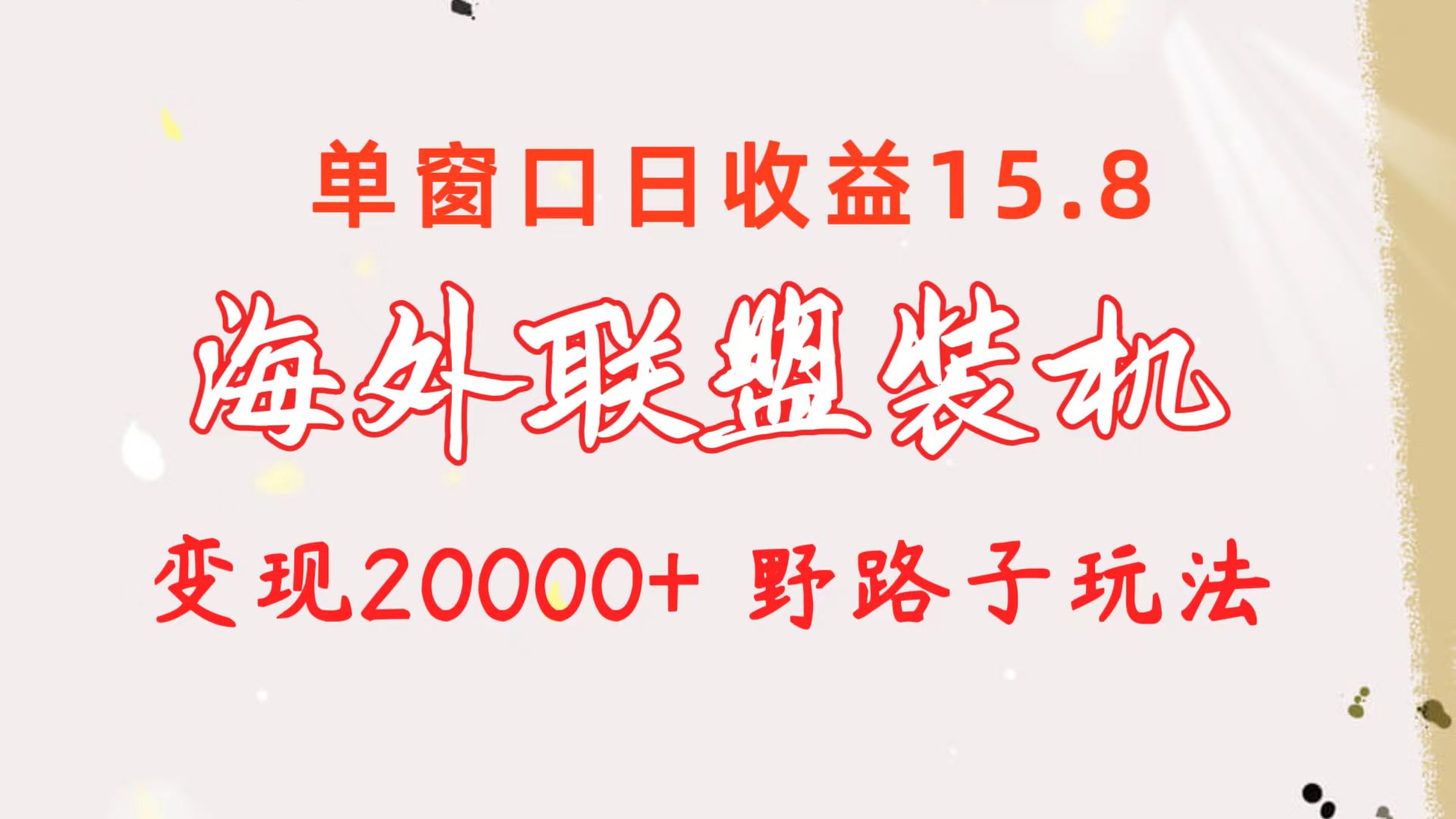 （10475期）海外联盟装机 单窗口日收益15.8 变现20000+ 野路子玩法-搞钱专业户