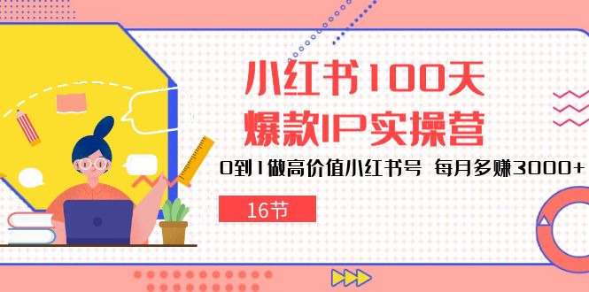 小红书100天爆款IP实操营，0到1做高价值小红书号，每月多赚3000+（16节）-搞钱专业户