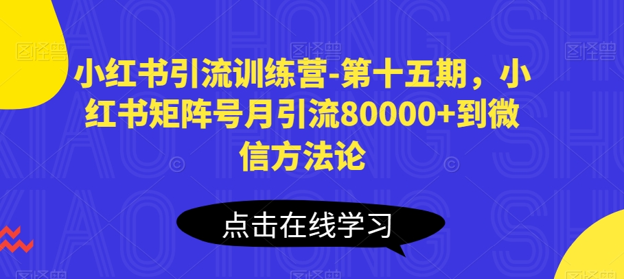 小红书引流训练营-第十五期，小红书矩阵号月引流80000+到微信方法论-搞钱专业户