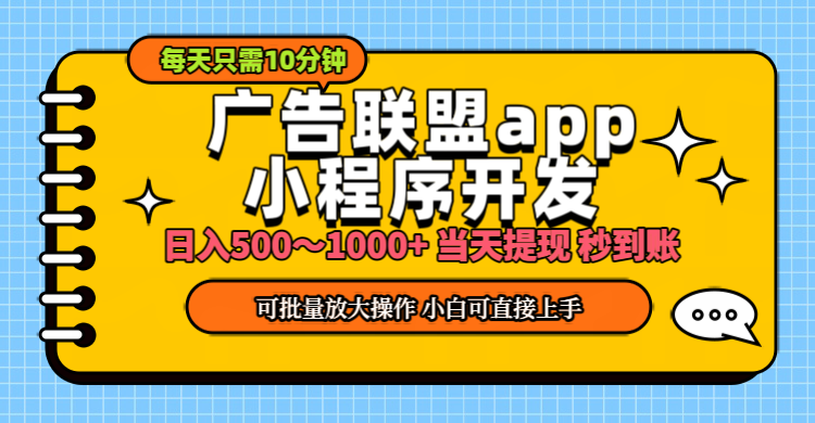 （11645期）小程序开发 广告赚钱 日入500~1000+ 小白轻松上手！-搞钱专业户
