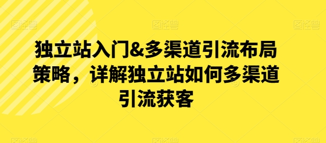 独立站入门&多渠道引流布局策略，详解独立站如何多渠道引流获客-搞钱专业户
