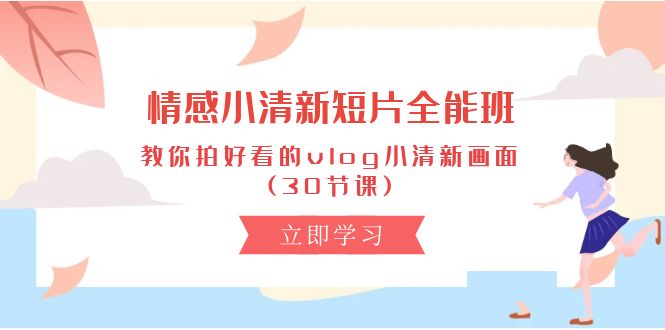 （10567期）情感 小清新短片-全能班，教你拍好看的vlog小清新画面 (30节课)-搞钱专业户