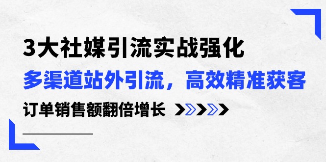 （10562期）3大社媒引流实操强化，多渠道站外引流/高效精准获客/订单销售额翻倍增长-搞钱专业户