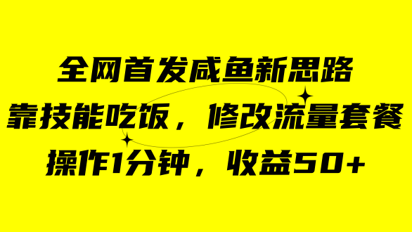 （7508期）咸鱼冷门新玩法，靠“技能吃饭”，修改流量套餐，操作1分钟，收益50+-搞钱专业户