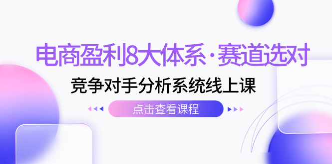 （7528期）电商盈利8大体系·赛道选对，竞争对手分析系统线上课（12节）-搞钱专业户