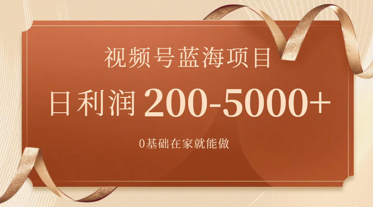 （7585期）视频号蓝海项目，0基础在家也能做，日入200-5000+【附266G资料】-搞钱专业户