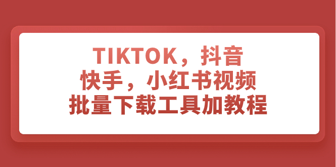 （7714期）TIKTOK，抖音，快手，小红书视频批量下载工具加教程-搞钱专业户