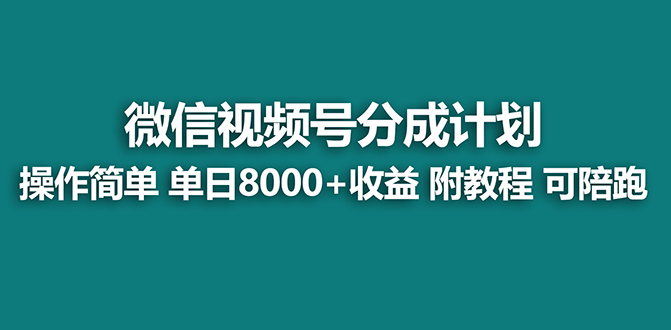 （7904期）【蓝海项目】视频号分成计划，单天收益8000+，附玩法教程！可陪跑-搞钱专业户