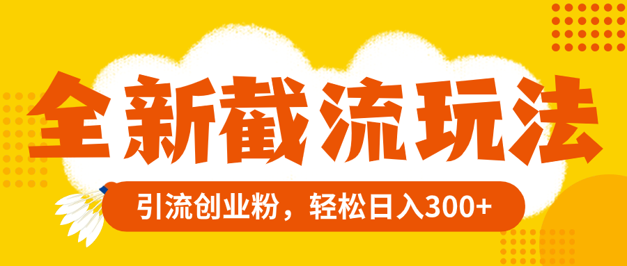 （8025期）全新截流玩法，精准引流创业粉，轻松日入300+-搞钱专业户