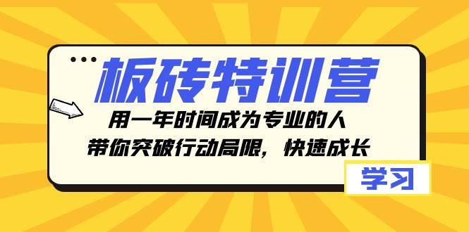 （8048期）板砖特训营，用一年时间成为专业的人，带你突破行动局限，快速成长-搞钱专业户