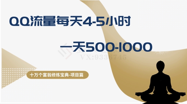 （8160期）十万个富翁修炼宝典之1.QQ流量每天4-5小时，一天500-1000-搞钱专业户