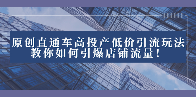 （8197期）2023直通车高投产低价引流玩法，教你如何引爆店铺流量！-搞钱专业户