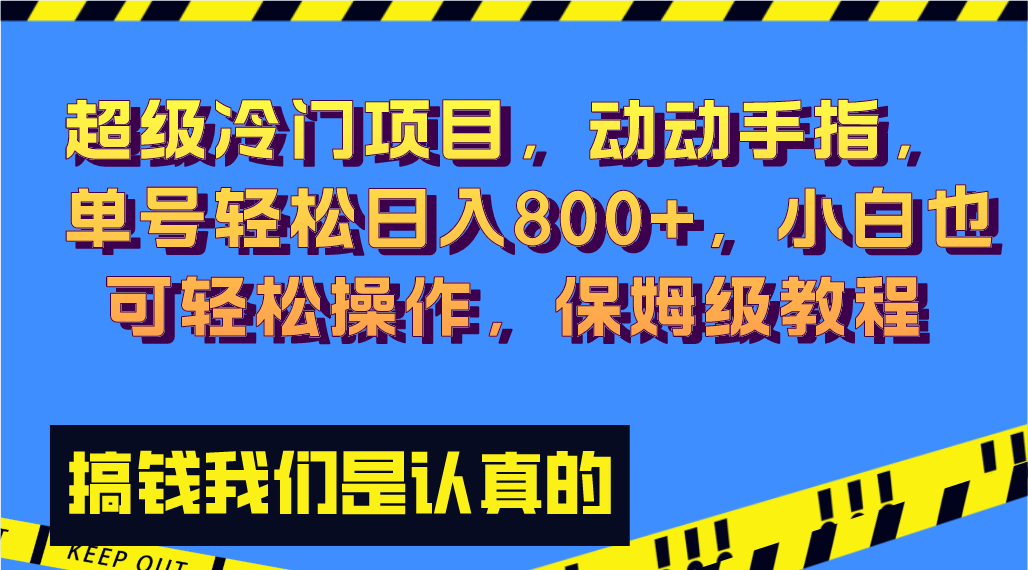 （8205期）超级冷门项目,动动手指，单号轻松日入800+，小白也可轻松操作，保姆级教程-搞钱专业户