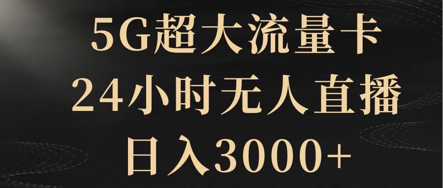 （8304期）5G超大流量卡，24小时无人直播，日入3000+-搞钱专业户