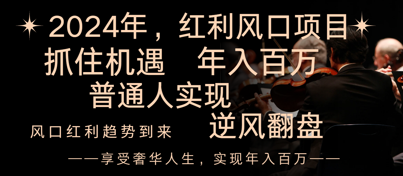 （8418期）2024红利风口项目来袭，享受第一波红利，逆风翻盘普通人也能实现，年入百万-搞钱专业户