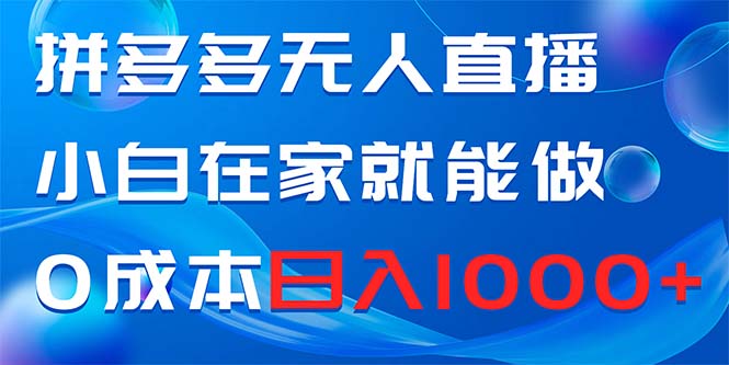 （8450期）拼多多无人直播，小白在家就能做，0成本日入1000+-搞钱专业户