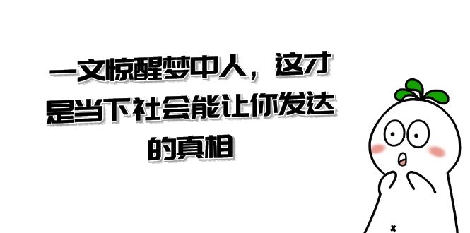 （8480期）某公众号付费文章《一文 惊醒梦中人，这才是当下社会能让你发达的真相》-搞钱专业户