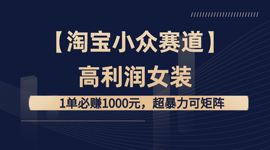 （8608期）【淘宝小众赛道】高利润女装：1单必赚1000元，超暴力可矩阵-搞钱专业户