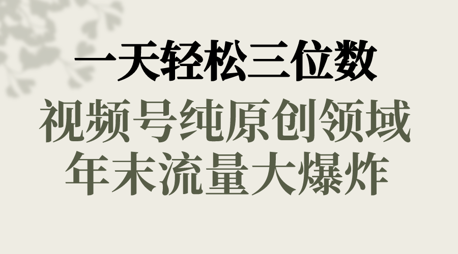 （8647期）一天轻松三位数，视频号纯原创领域，春节童子送祝福，年末流量大爆炸，-搞钱专业户