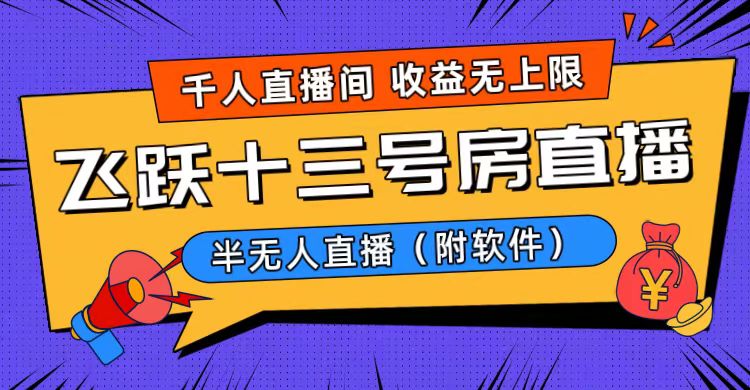 （8711期）爆火飞跃十三号房半无人直播，一场直播上千人，日入过万！（附软件）-搞钱专业户